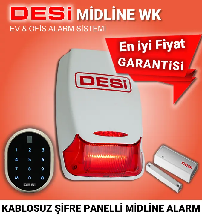 Desi Midline WK Kablosuz Keypad Şifre Panelli Alarm Sistemi