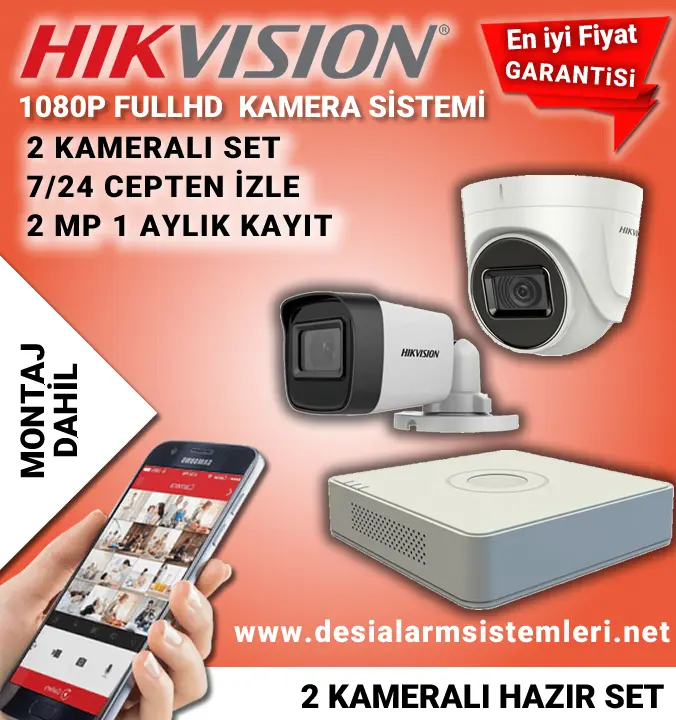 iki kameralı hikvision güvenlik seti