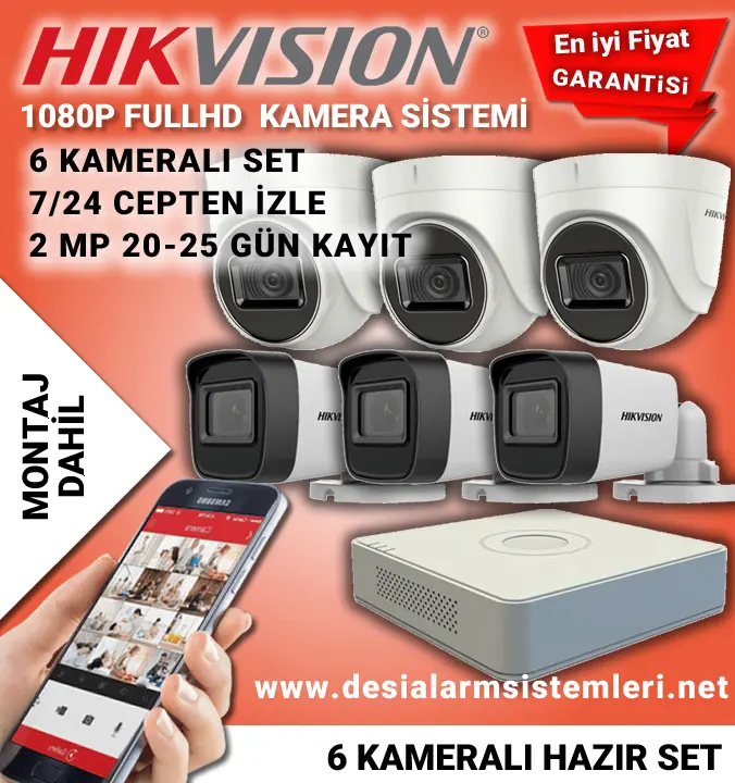 Altı Kameralı Güvenlik Kamera Sistemi